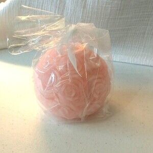 Pink Valentines Day Rose Ball Candle NEW